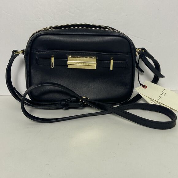 Ted Baker Black Leather Camera Crossbody Bag Gold Hardware NWT - Picture 1 of 13
